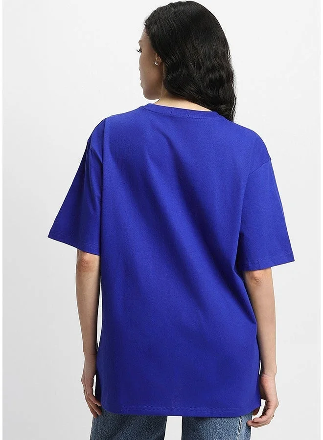 Juneberry Juneberry Pure Cotton Over-size  ROYALBLUE T-Shirt For Women